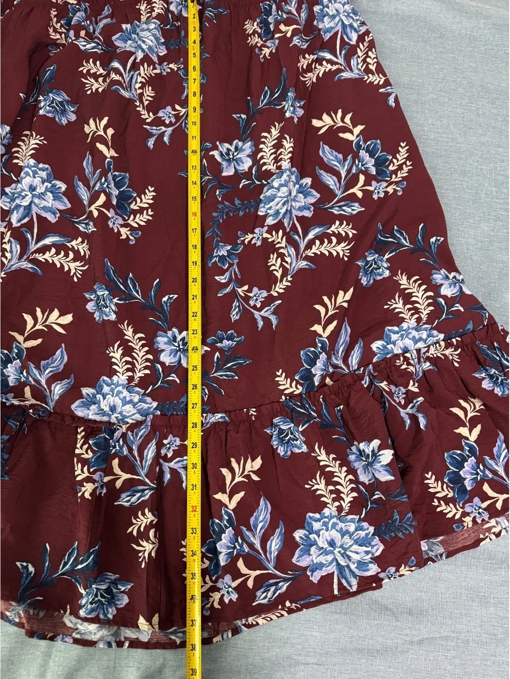 Terra & Sky Women's 4X Floral Print Midi Dress Burgundy Blue Cottagecore Boho - Picture 9 of 9